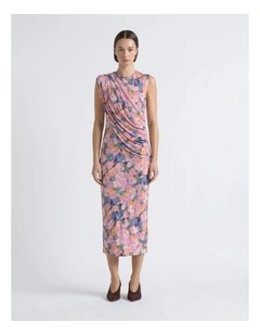 Print Cape Drape Dress