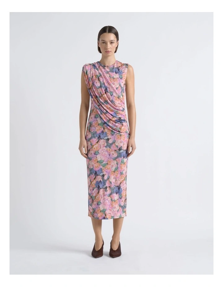 Print Cape Drape Dress image 1
