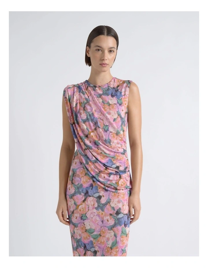 Print Cape Drape Dress image 3