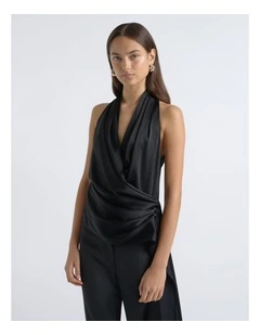 Satin Drape Neck Top