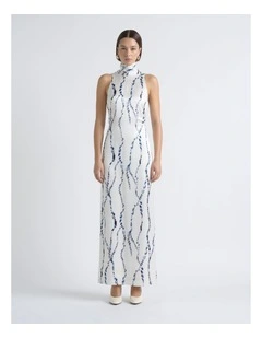 Abstract Print Column Maxi Dress