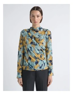 Blurred Floral Drape Top