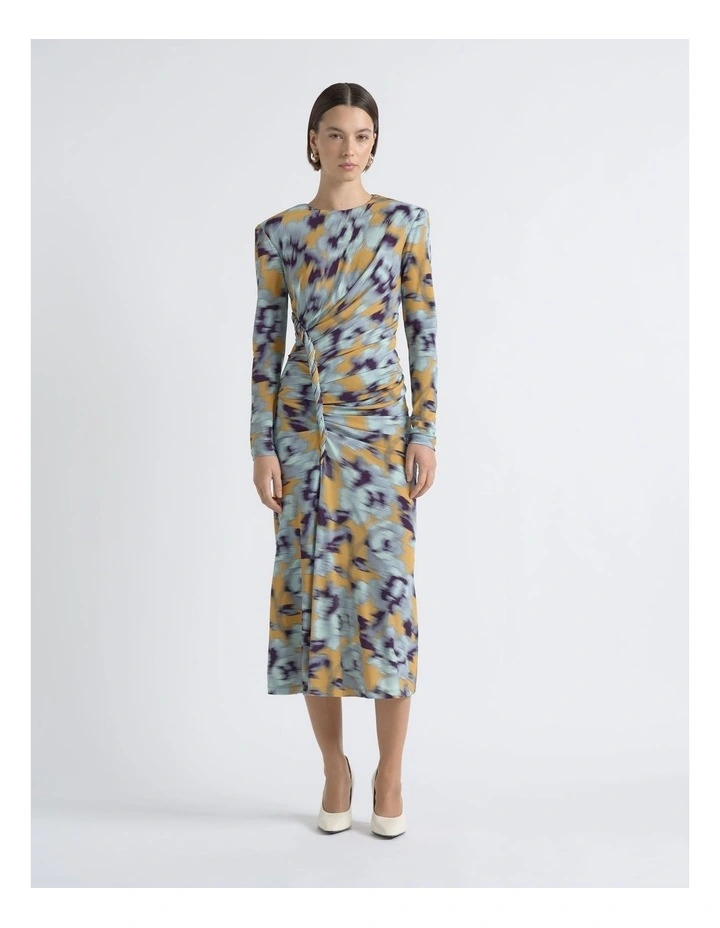 Blurred Floral Twist Midi Dress image 1