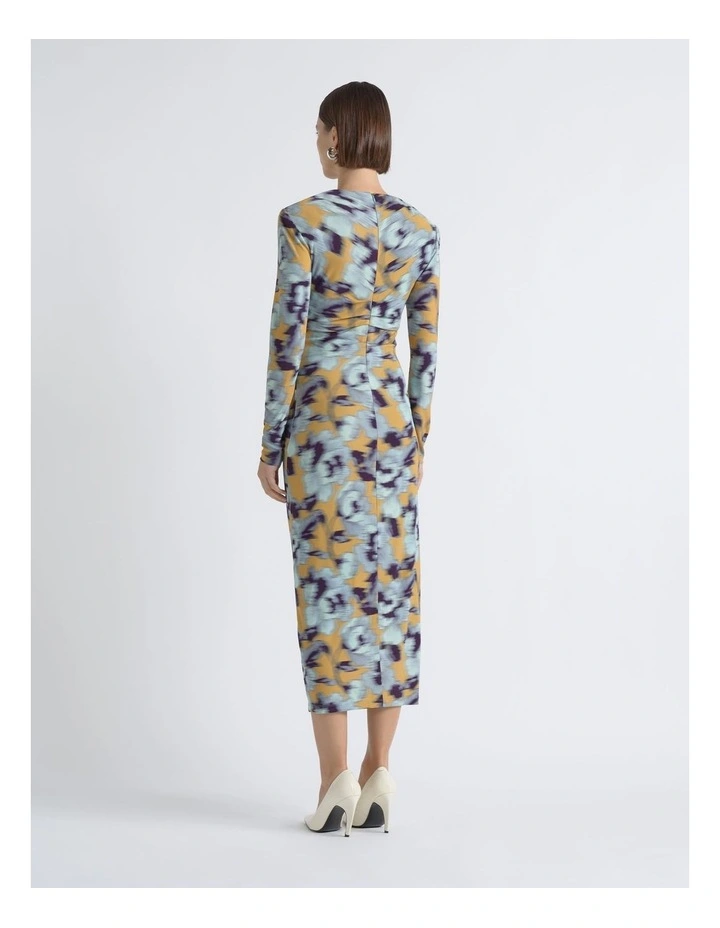 Blurred Floral Twist Midi Dress image 2