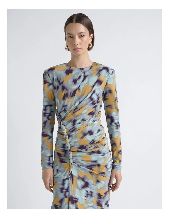 Blurred Floral Twist Midi Dress image 3