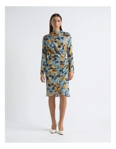 Blurred Floral Drape Dress