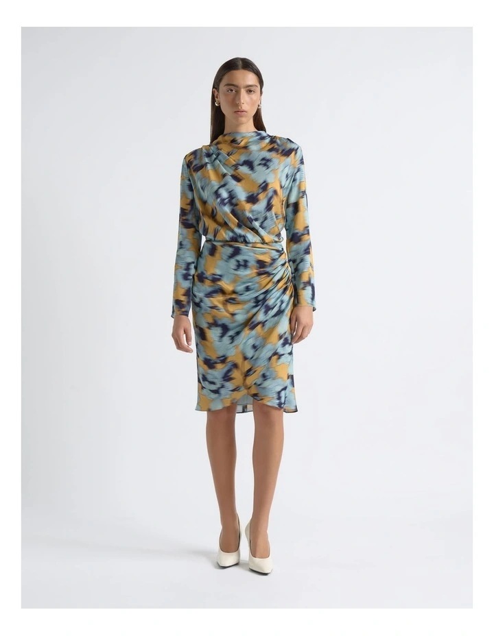 Blurred Floral Drape Dress image 1