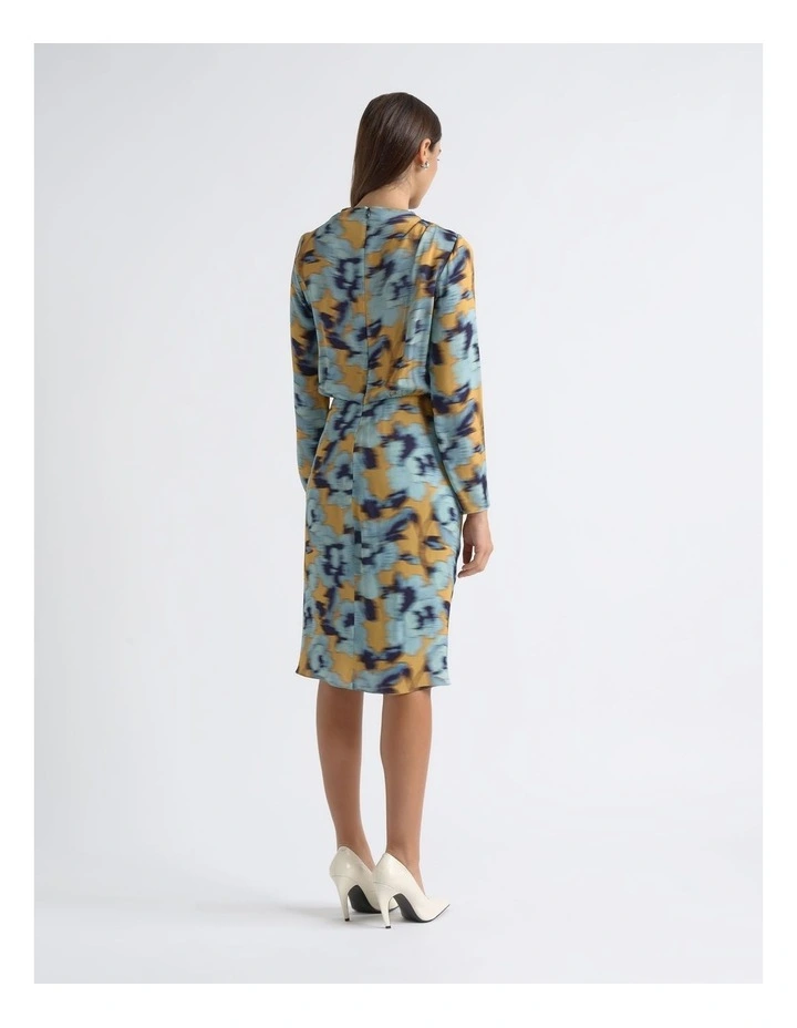 Blurred Floral Drape Dress image 2