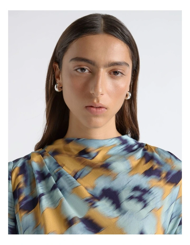 Blurred Floral Drape Dress image 3