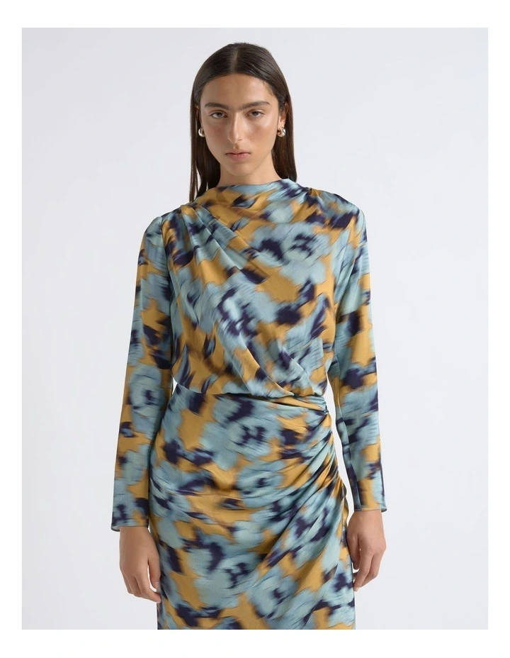 Blurred Floral Drape Dress image 5