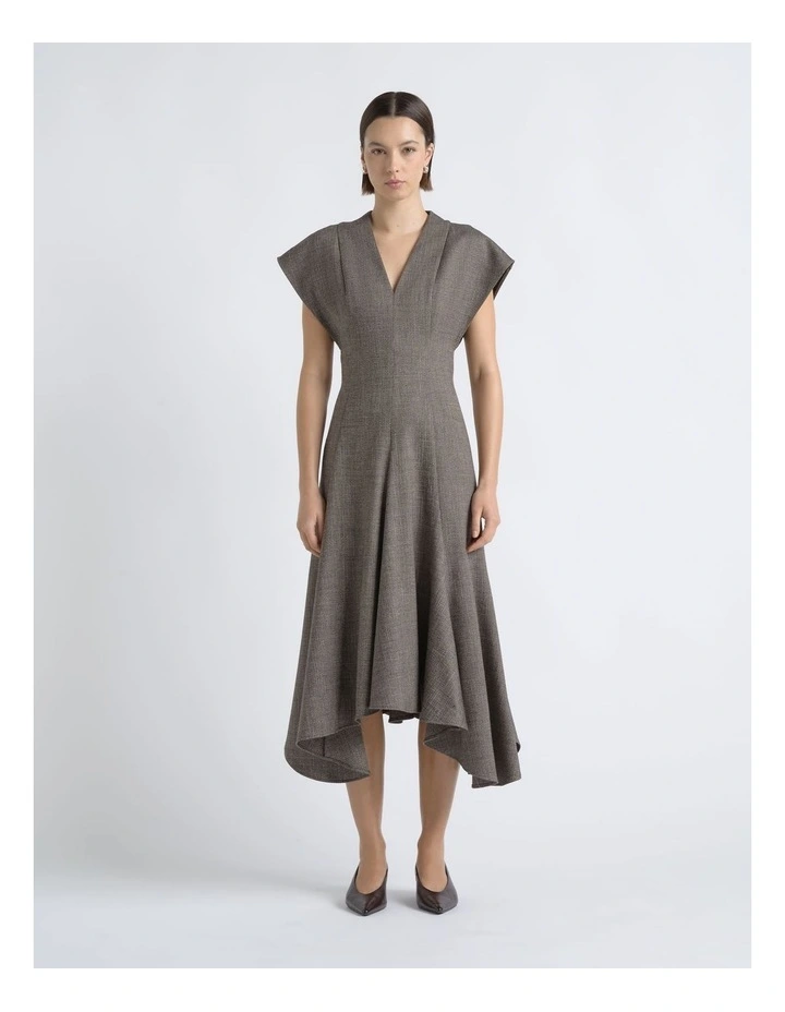 V-Neck A-Line Midi Dress image 1