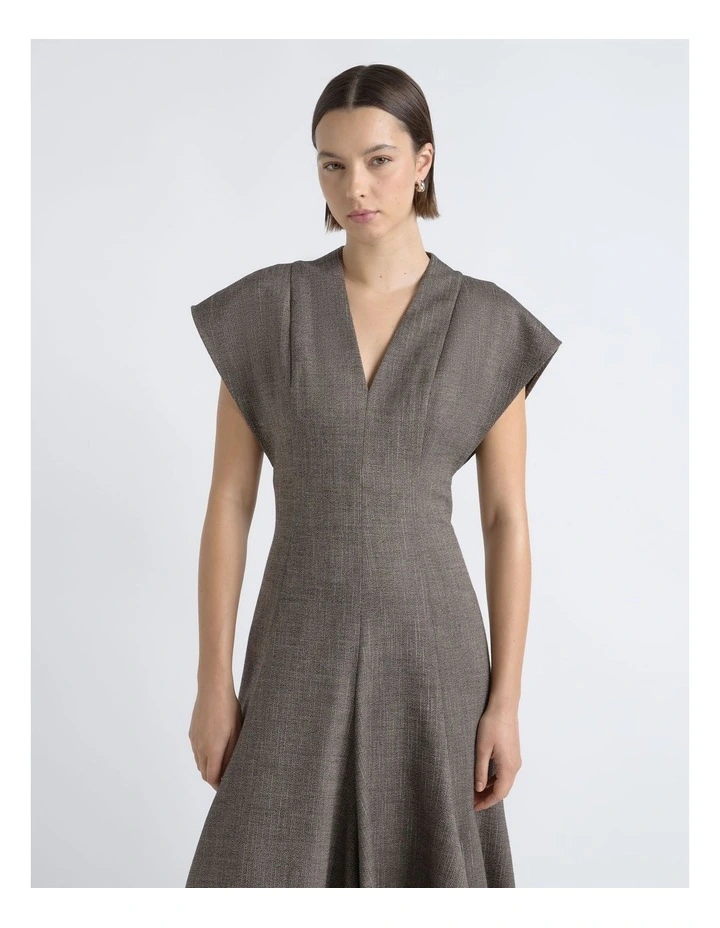 V-Neck A-Line Midi Dress image 3