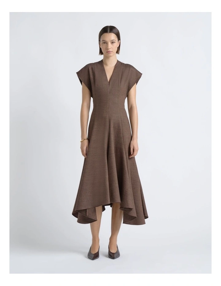 V-Neck A-Line Midi Dress image 1