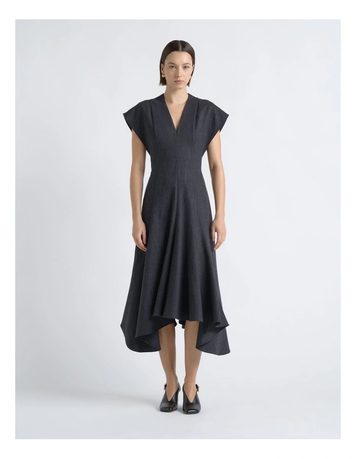 V-Neck A-Line Midi Dress image 1