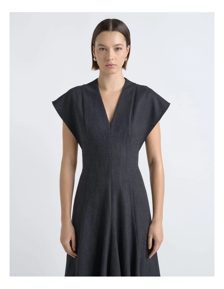 V-Neck A-Line Midi Dress image 4