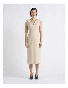 V Neck Fitted Midi Dress