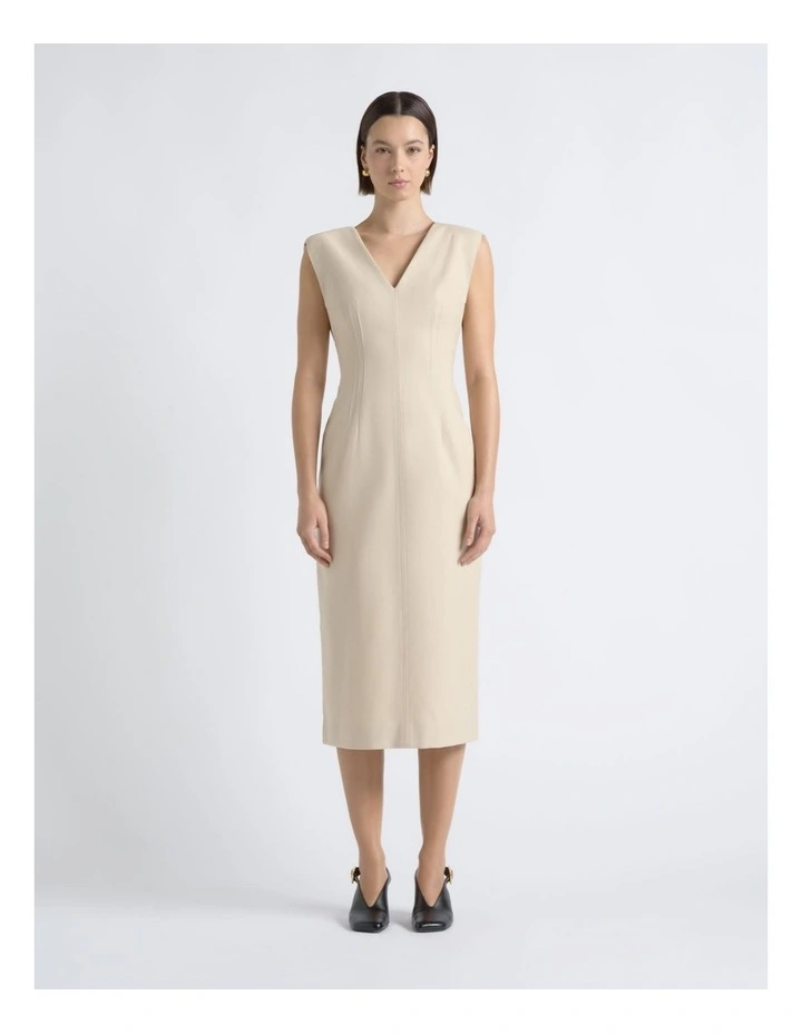 V Neck Fitted Midi Dress image 1