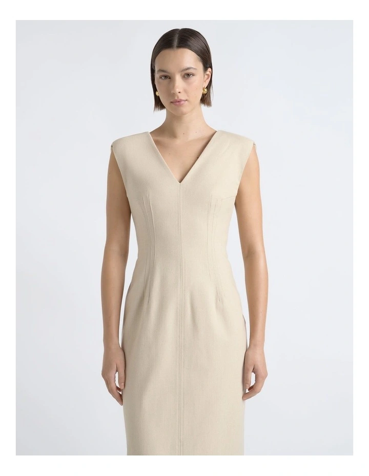 V Neck Fitted Midi Dress image 3