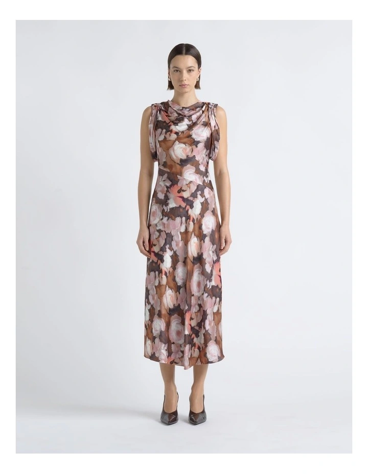 Print Cowl Neck Midi Dress image 1