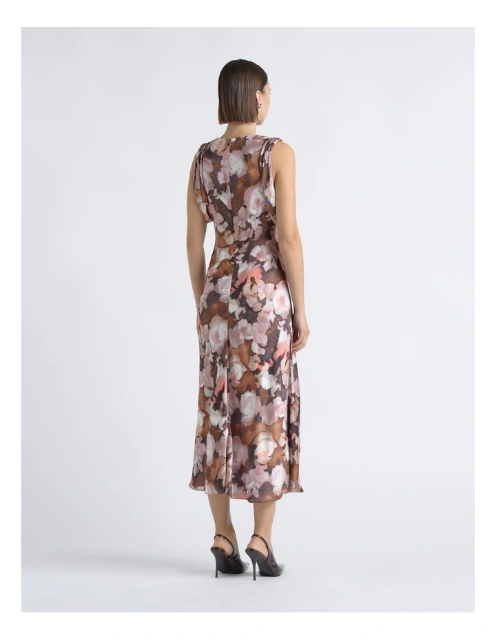 Print Cowl Neck Midi Dress image 2