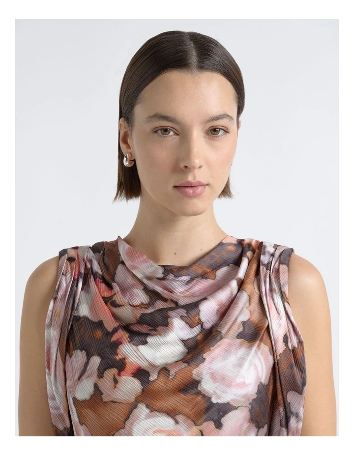 Print Cowl Neck Midi Dress image 3