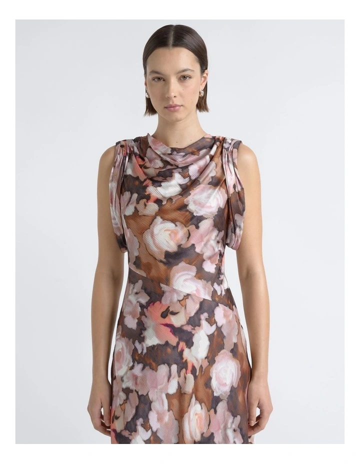 Print Cowl Neck Midi Dress image 4