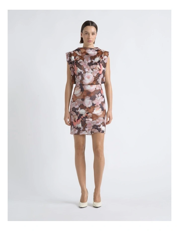 Print Cowl Neck Mini Dress image 1