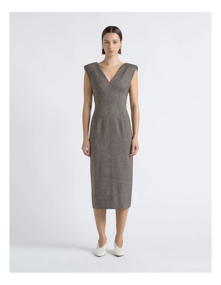 V Neck Fitted Midi Dress image 1