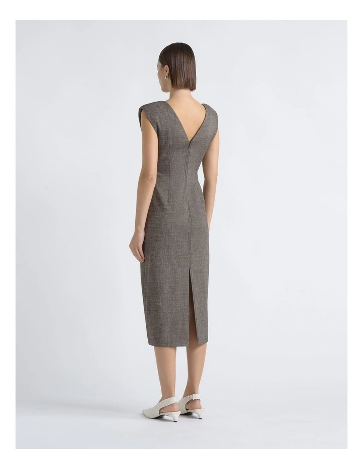 V Neck Fitted Midi Dress image 2