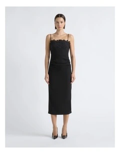Lace Neckline Midi Dress
