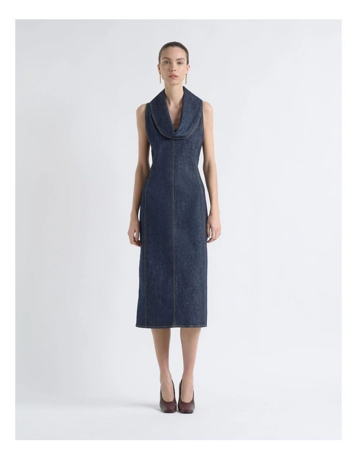 Denim Roll Neck Midi Dress image 1