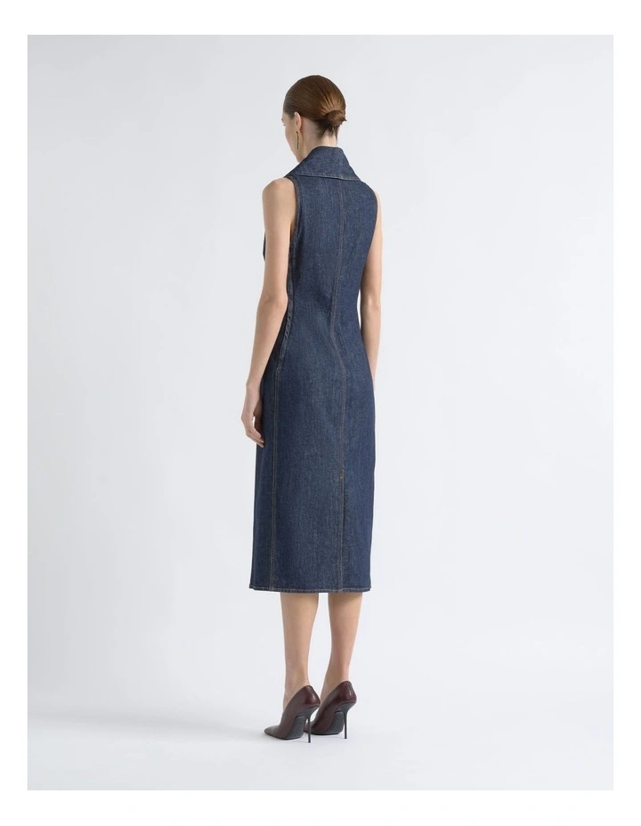 Denim Roll Neck Midi Dress image 2