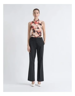 Romantic Floral Ruched Mesh Top
