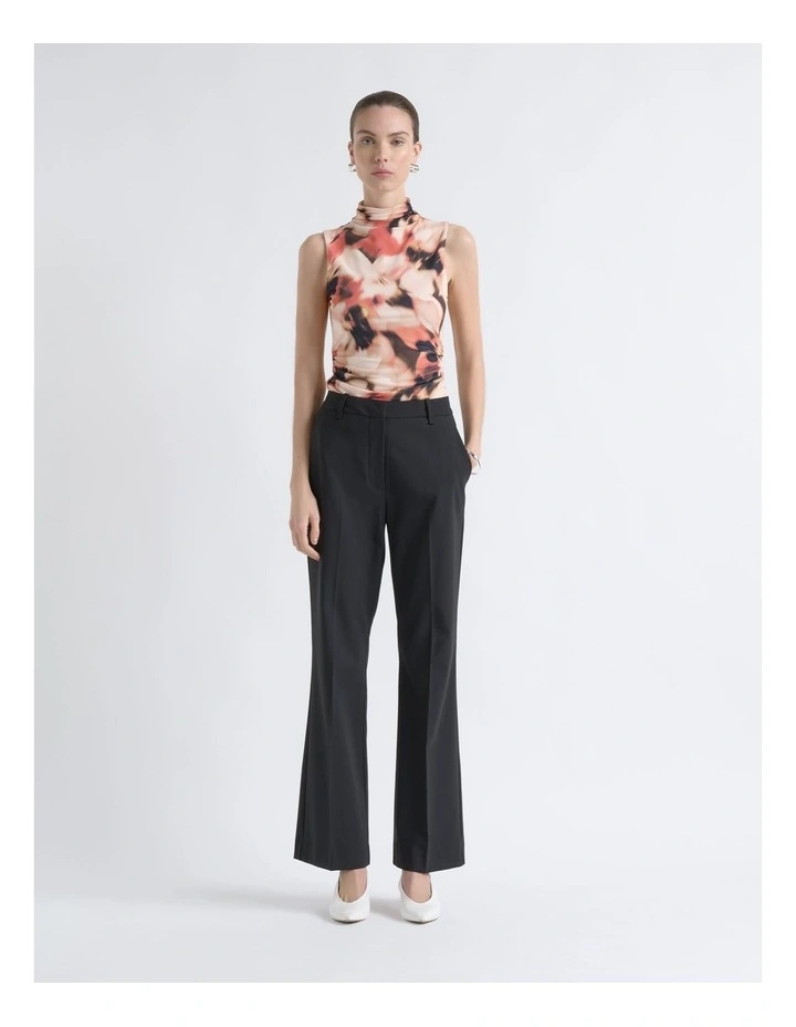 Romantic Floral Ruched Mesh Top image 1