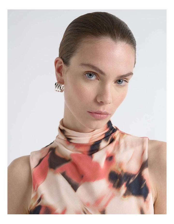 Romantic Floral Ruched Mesh Top image 4