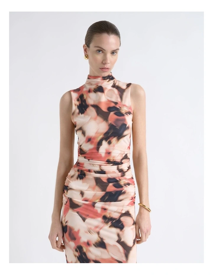 Romantic Floral Ruched Midi Dress image 3