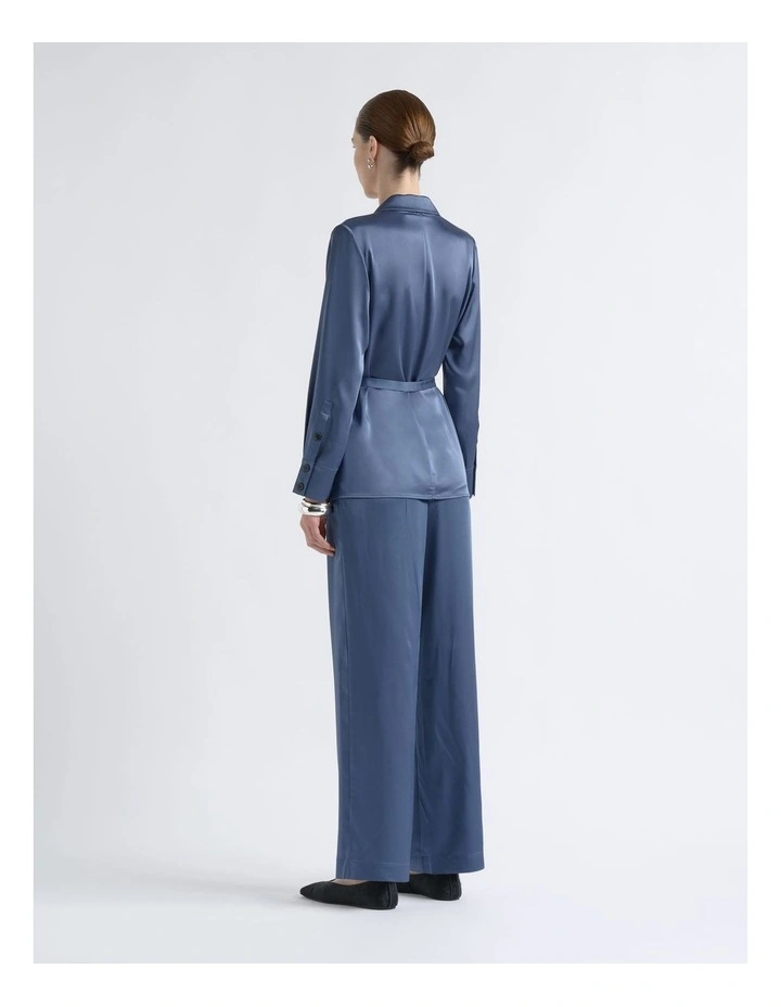 Satin Tie Belt Shirt in Steel image 3