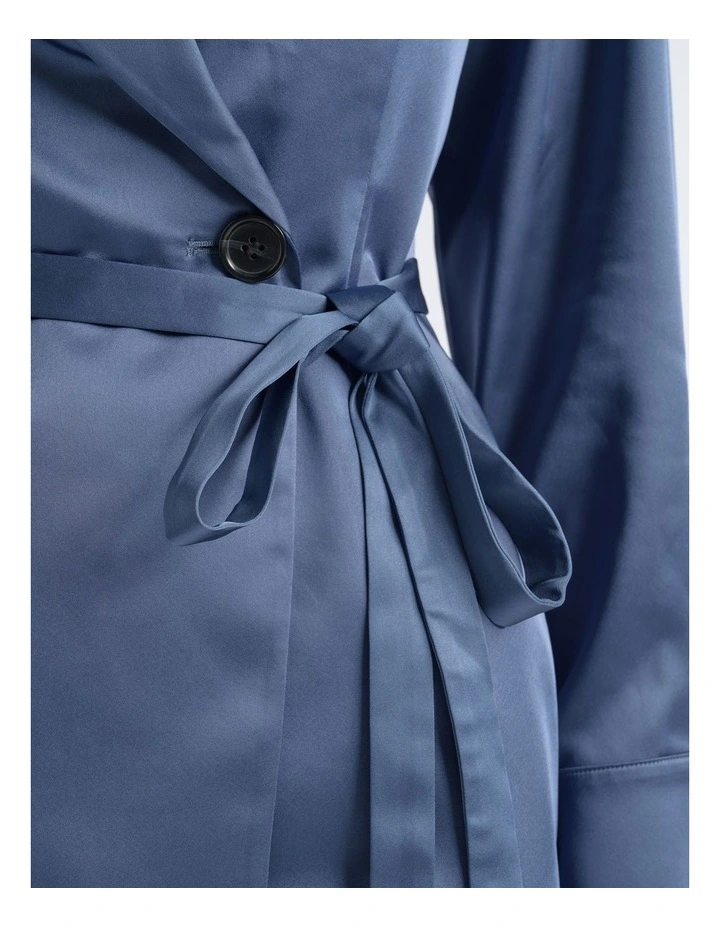 Satin Tie Belt Shirt in Steel image 4