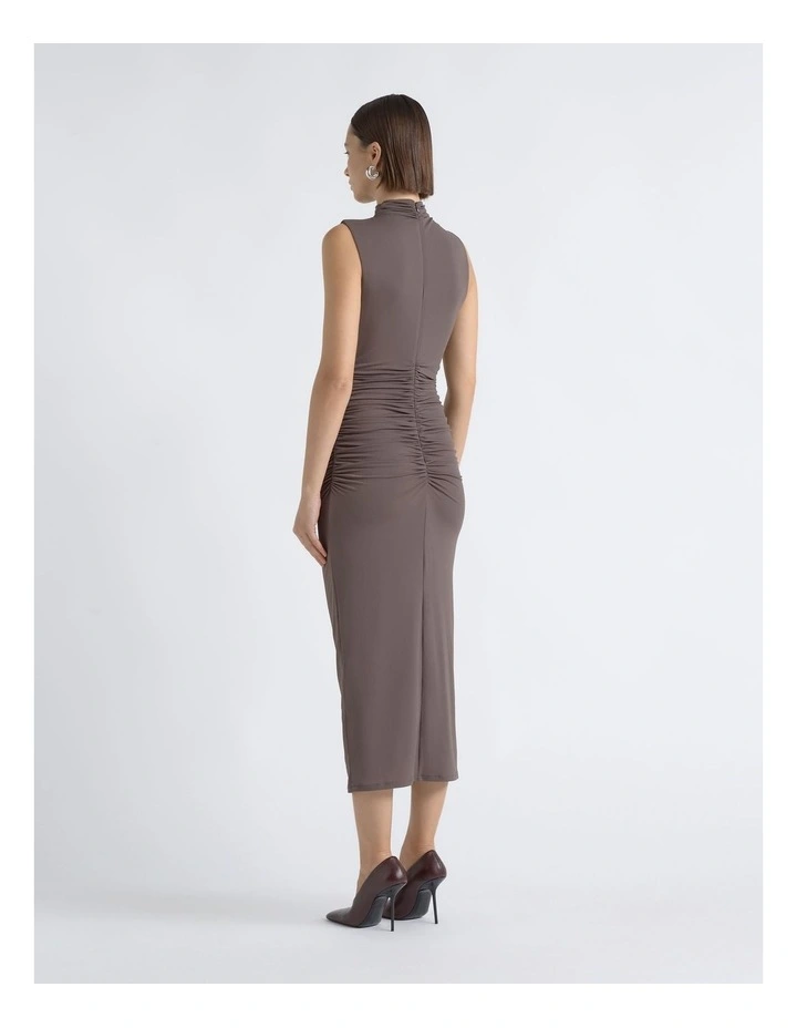 Ruched Mesh Midi Dress image 2