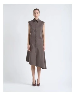 Sleeveless Asymmetrical Shirt Dress