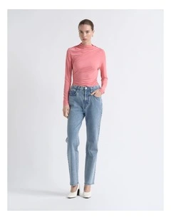Crepe Mesh Gathered Top