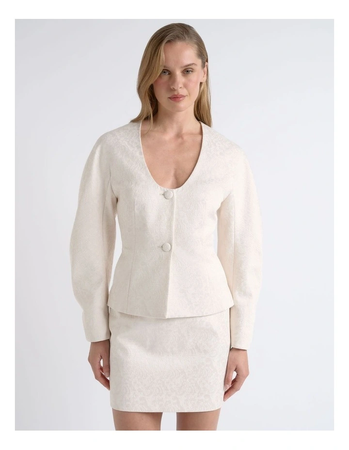 Curved Sleeve Blazer in Vanilla image 3