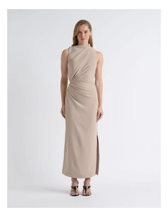 Asymmetric Drape Midi Dress