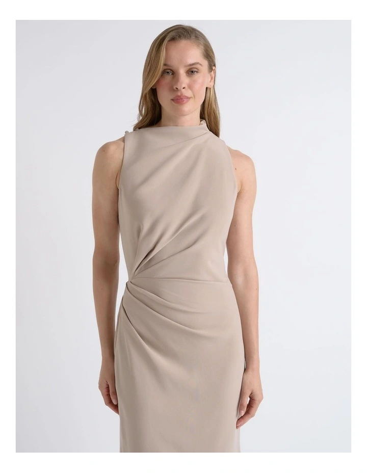 Asymmetric Drape Midi Dress image 3
