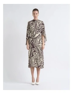 Draped Sleeve Midi Dress