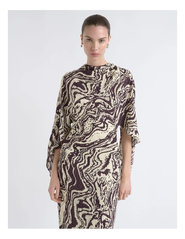 Draped Sleeve Midi Dress image 3