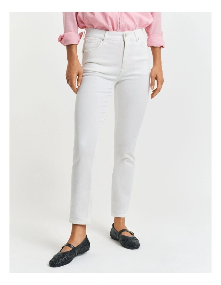 Slim Cropped Jeans in Eggshell image 1