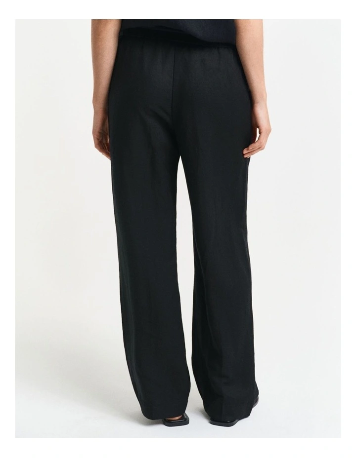 Relaxed Linen Blend Pull On Pants in Black image 2