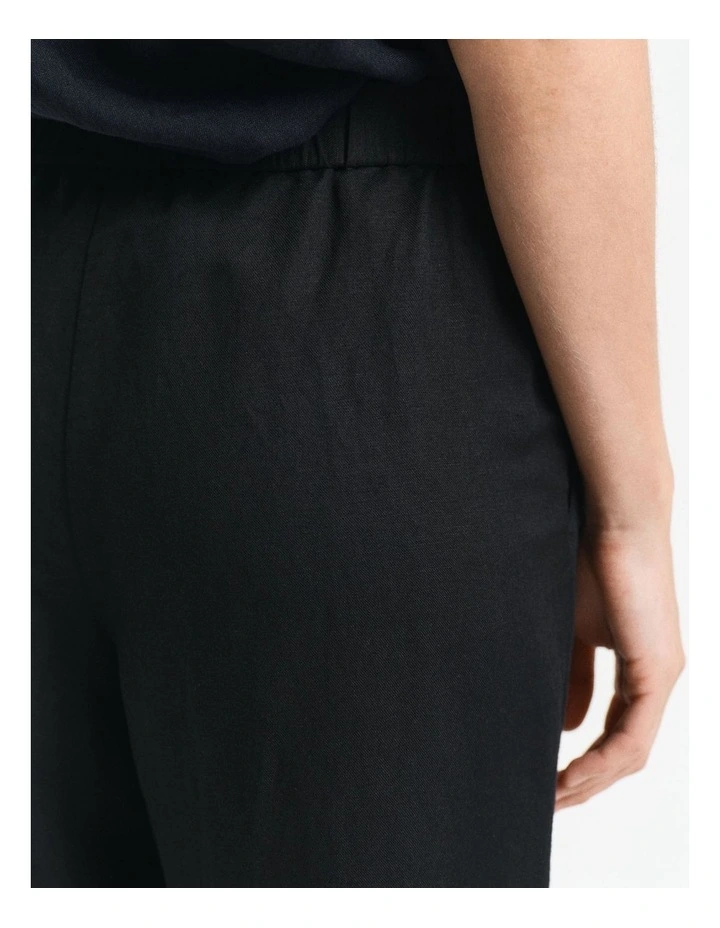 Relaxed Linen Blend Pull On Pants in Black image 4