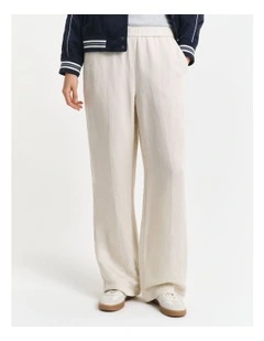 Relaxed Linen Blend Pull On Pant in Putty
